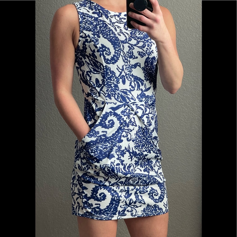 Beautiful White and Blue Dress- XS